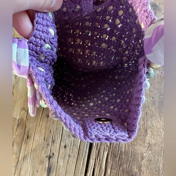 Lele Sadoughi purple crochet beaded bag - Picture 3 of 4